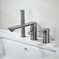 Robinet de baignoire encastré latéral à quatre trous, allongé et rotatif, pour eau chaude et froide, en laiton chromé avec cartouche céramique