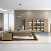 Bureau de direction de luxe en forme de L avec chaise, bureau de direction, table de bureau, bureau de patron