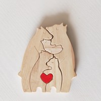 WanuoCraft DIY Art Déco Famille d'ours Puzzle en bois Sculpture Décoration d'intérieur Cadeau pour Anniversaire Fête des Mères et Noël des Pères