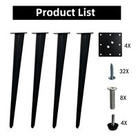 Jambes de table inclinées en métal résistantes durables de 28 pouces Jambes de meubles coudées à assemblage facile Jambes de bureau en métal à surface lisse