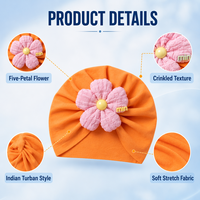 Gorro de Bebé con Diseño Floral de Cinco Pétalos, Turbante de Algodón, Gorro Suave para Bebés, Decoración para Uso Diario