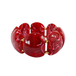 Fashion Bangle 316L Stainless Steel PVD Gold Plating Sustainable Resistant <b>Red</b> Marbled Design - Product Image 2