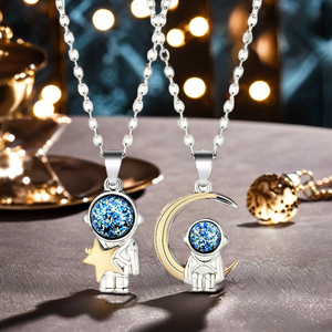 2 pz/paia moda coppia collana astronauta Bling stella luna amante regali di san valentino migliore amico collane - Product Image 6