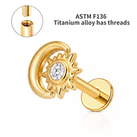Neuester Titan-CZ-Stern 16G Schmuck-Piercing mit Innengewinde für Helix-Ohrstecker