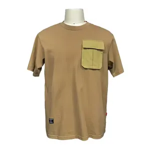 OEM Custom Wholesale high quality heavyweight 100% cotton streetwear oversized frock pocket drop shoulder T-shirt for man