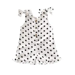 Wholesale Infant Polka Dot Jumpsuit Boy Girl Lace Up One piece Sleeveless Romper