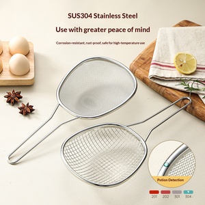 Ensemble d'ustensiles de cuisine en acier inoxydable anti-rouille : <span class=keywords><strong>passoire</strong></span>, louche et cuillère pour nouilles, soupes, pâtes, fritures, légumes et comme filtre alimentaire - Product Image 1