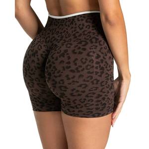 Shorts de sport taille haute élastique imprimé léopard style européen et américain pour la course, le fitness et le yoga – Vente chaude transfrontalière - Product Image 3
