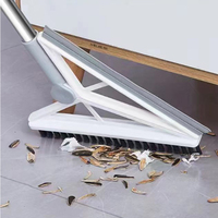 FF5572 Balai et raclette 2-en-1 pour sols intérieurs, brosse à poussière et raclette en caoutchouc réglable pour la maison