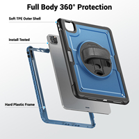 Étui de tablette résistant aux chocs pour iPad Air 4 5 10.9 et Pro 11 2018-2022 avec sangle de maintien rotative à 360 degrés