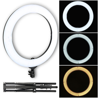 Anneau lumineux LED de 18 pouces avec support de téléphone, grand éclairage d'appoint pour maquillage et diffusion en direct, trépied pliable de 2 m, éclairage photographique