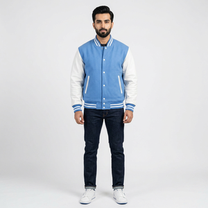 Custom Leather Sleeves and Wool Body Varsity <b>Jacket</b> <b>for</b> <b>Men's</b> <b>Baseball</b> Bomber <b>Jacket</b> Best Quality with Low MOQ - Product Image 1
