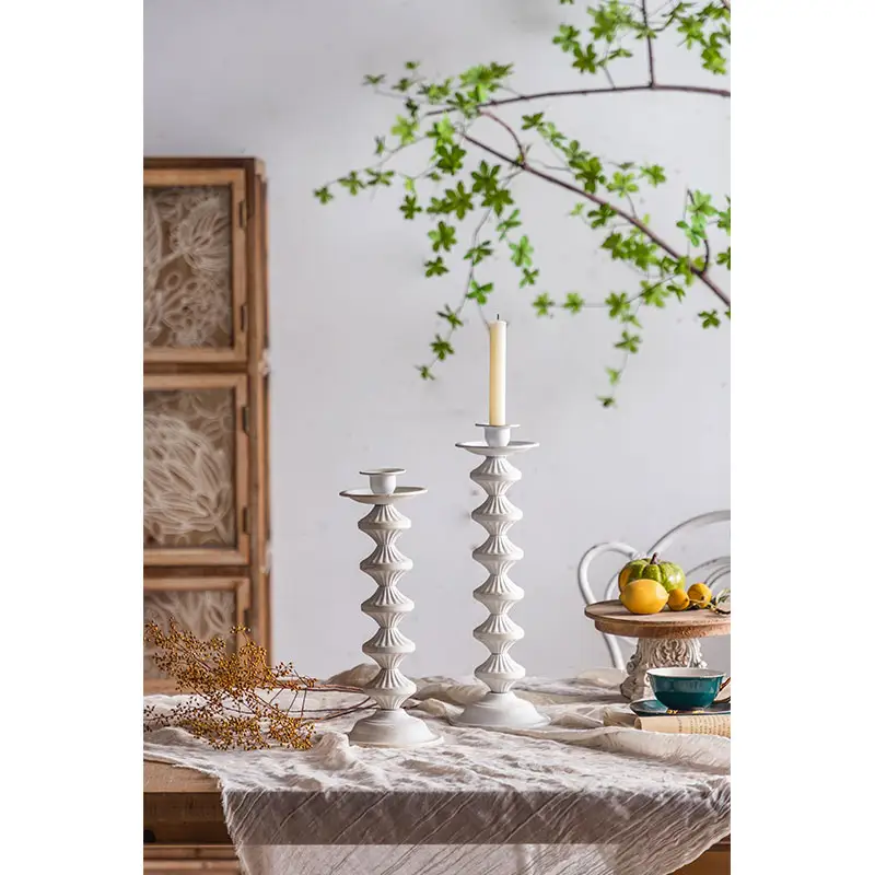 Centros de mesa hechos a mano de alta calidad, candelabro alto blanco decorativo, soporte de pilar de vela