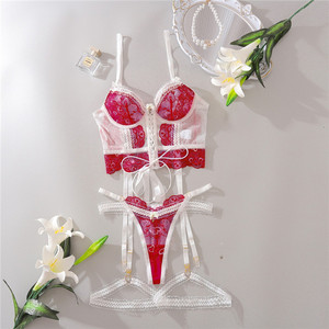 Completo <span class=keywords><strong>Intimo</strong></span> <span class=keywords><strong>Donna</strong></span> Delicato Lussuoso <span class=keywords><strong>Intimo</strong></span> Sexy Giovanile con Lacci in <span class=keywords><strong>Pizzo</strong></span> Set Esotico per San Valentino - Product Image 5