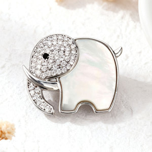 <b>Elephant</b> Magnetic Brooch Natural Seashell Inlay Zinc Alloy Unisex <b>Gift</b> Jewelry - Product Image 4
