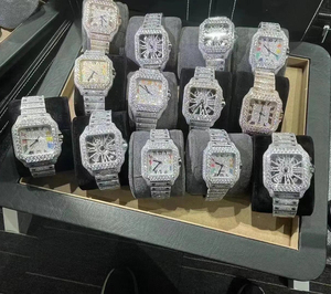 Mới nhất nóng bán nhà máy cung cấp bán buôn của sang trọng Zircon moissanite dát đồng hồ cơ khí đồng hồ thạch anh Đồng hồ - Product Image 6