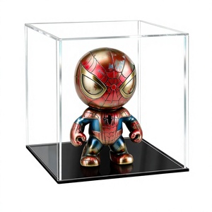 Vitrine en acrylique transparente avec panneaux de 2 mm, base noire et guirlande lumineuse <span class=keywords><strong>LED</strong></span>, pour petits objets de collection et souvenirs, à poser sur table - Product Image 1