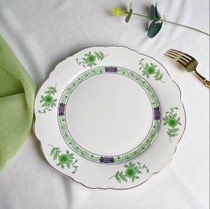 Best-selling European Classic Green Flower Ceramic Plates and <b>Dinnerware</b> Set - Product Image 3