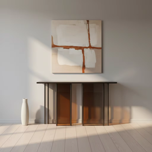 Table <span class=keywords><strong>console</strong></span> minimaliste italienne moderne à plusieurs niveaux en verre et métal pour <span class=keywords><strong>entrée</strong></span>, réception et couloir commercial - Product Image 5