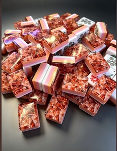 Amber Crackle Glitter Acrylic American Mahjong Tiles 4 Layer Vintage Floral Custom Design Luxury Foldable Portable 160 Piece Set - Product Image 3