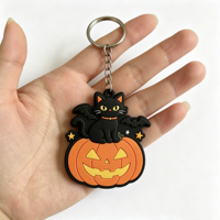 Customized Removable Funny Cartoon Various Halloween Keychains Llaveros PVC Plastic 2D Spooky Pumpkin Keychains