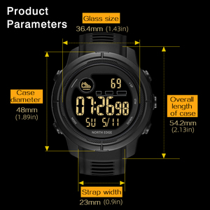 Reloj NORTH EDGE MARS para Hombre, Digital, de Fibra de Carbono, Resistente a Impactos, Deportivo, Superligero, con Brújula, Resistente al Agua 50M - Product Image 6