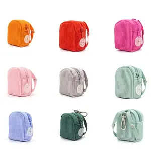 Hot selling items in 2024 corduroy fabric poop bag holder schoolbag design poop bag holder and dispenser poop bag holder