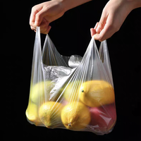 Sac en plastique à poignées latérales, jetable, pour plats à emporter, sac d'emballage transparent, qualité alimentaire, prix bas