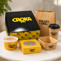 Boîte à emporter en papier pour restaurant, emballage alimentaire pour hamburgers, poulet frit, frites, conteneur jetable, fabricant de marques privées