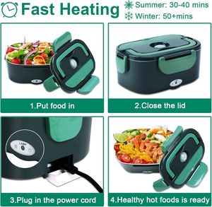80W Portable Electric Food Warmer Self Heating <b>Lunch</b> Box 304 Stainless Steel Electric <b>Lunch</b> Box With Carry Bag - Product Image 3