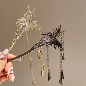 Épingle <span class=keywords><strong>à</strong></span> cheveux en cristal de diamant incrusté de papillon et de perles, ornement de tête, pince <span class=keywords><strong>à</strong></span> cheveux, pince <span class=keywords><strong>à</strong></span> cheveux, bâtonnet <span class=keywords><strong>à</strong></span> cheveux - Product Image 4