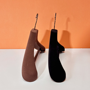 Пластиковая вешалка с бархатным покрытием, черный, коричневый, бархатный манекен, брюки, одежда и костюм с крючком, вешалка для брюк - Product Image 4