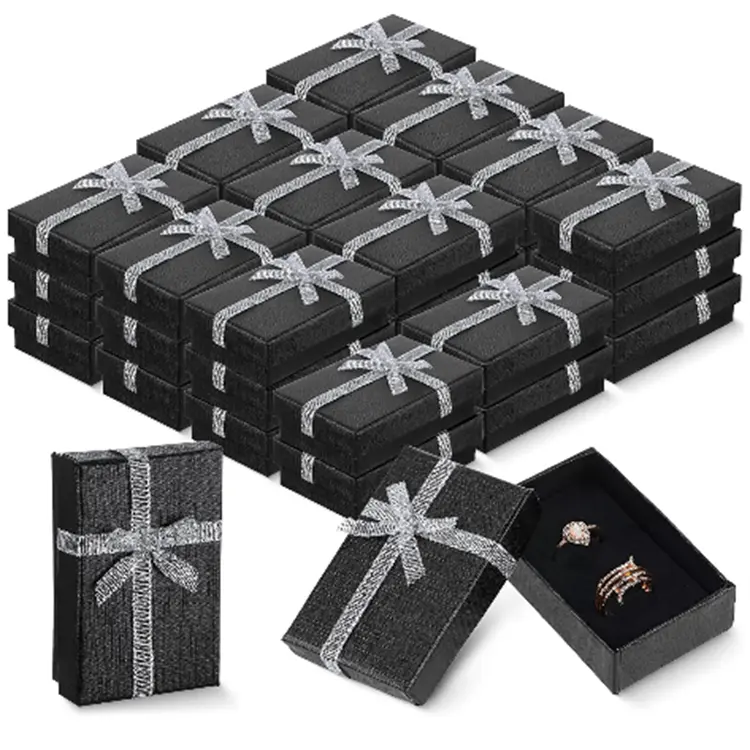 Оптовая продажа ювелирных изделий подарочные коробки с логотипом на заказ серьги кольцо браслет ожерелье бумажная шкатулка с бантом ленты