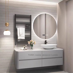VAMA <span class=keywords><strong>Paris</strong></span> Gris Nouvelles Tendances Cabinet Quatre Tiroirs Mur Monté Flottant Salle De Bains Vanité - Product Image 2