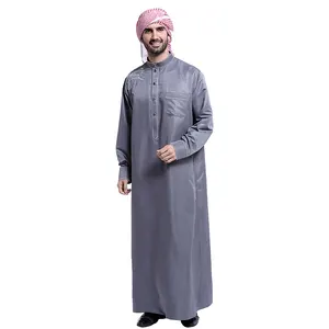 Islamische ethnische Kleidung Arabische indische muslimische Männer Thobe Thawb Caftan einfarbig bestickte muslimische Thobe