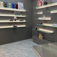 Étagères murales flottantes modernes en verre et aluminium, nouvelle conception, personnalisables en usine, avec éclairage LED