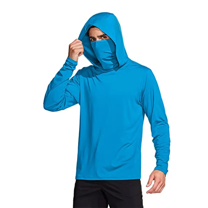 Custom Heren Upf 50 + Zon Bescherming Hoodie Shirts Lange Mouw Lichtgewicht Spf Outdoor Uv Wandelen Vissen Shirts