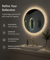 Miroir intelligent pour salle de bain, miroir LED anti-buée mural avec écran tactile et lumière à intensité réglable