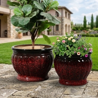 Pots de fleurs texturés à dégradé brillant, à large bord, légers et durables, personnalisation des couleurs pour la maison et le jardin
