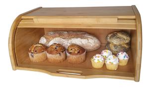 Contenedor de pan de bambú con <span class=keywords><strong>tapa</strong></span> enrollable clásica <span class=keywords><strong>grande</strong></span> de madera personalizada de fábrica, organizador de mostrador de cocina para mostrador de cocina, caja de pan - Product Image 2