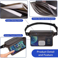 Pochette étanche grande capacité pour téléphone, contient téléphone, passeport, argent, clés, sac banane réglable pour les essentiels de voyage et de vacances