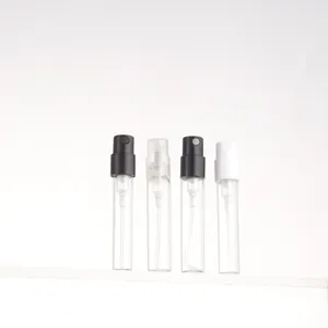 Großhandel kleine nachfüllbare 2 ml 3 ml 5 ml glasflasche mit schwarzem weißem durchsichtigen spray für parfüm-probeflasche installieren