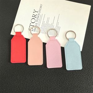 DIY Custom LOGO Eco-Friendly PU <b>Leather</b> Business Car Key Letterpress Printing Rectangular Design <b>Keychain</b> Key Chain - Product Image 3