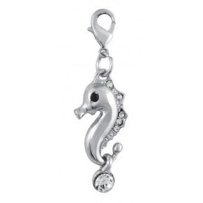 Pendentif en cristal plaqué argent avec breloque hippocampe, accessoire de bijouterie - Product Image 1