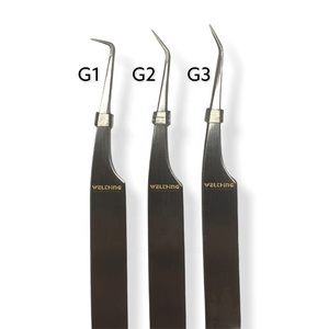 Pinzas de extensión de pestañas de acero inoxidable con etiqueta privada, Punta puntiaguda probada a mano, herramienta de belleza de aislamiento de volumen clásico - Product Image 2