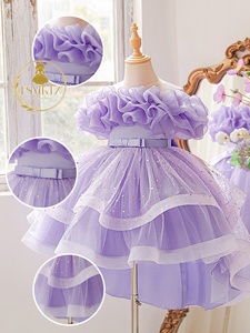 Abito <span class=keywords><strong>da</strong></span> <span class=keywords><strong>principessa</strong></span> a strati con brillantini e fiori per bambina, elegante abito <span class=keywords><strong>da</strong></span> festa per matrimonio, abiti <span class=keywords><strong>da</strong></span> bambina per feste, modelli di vestiti per bambini. - Product Image 3