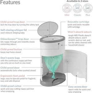 Mini Lasting Hygienic Geruchs-und Freis prec heinrich tung Baby 25L Windeln Entsorgung Pure White 6 Wochen 2 Monate Fuß pedal behälter für zu Hause - Product Image 5