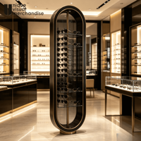 Étagère de présentation personnalisée pour magasin d'optique, présentoir sur pied en métal et bois pour lunettes de soleil, support de présentation pour lunettes de soleil