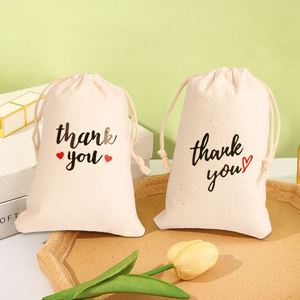 Custom 10OZ Natural Cotton <b>Canvas</b> Gift Drawstring Bags Recyclable and Eco-Friendly <b>for</b> Crafts Candles Thank You Printed - Product Image 2