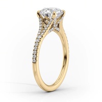Bague de fiançailles et de mariage en or massif 10K 14K 18K avec diamant de laboratoire ovale 3 carats, sertissage pavé treillis à tige fendue, certifiée IGI CVD/HPHT
